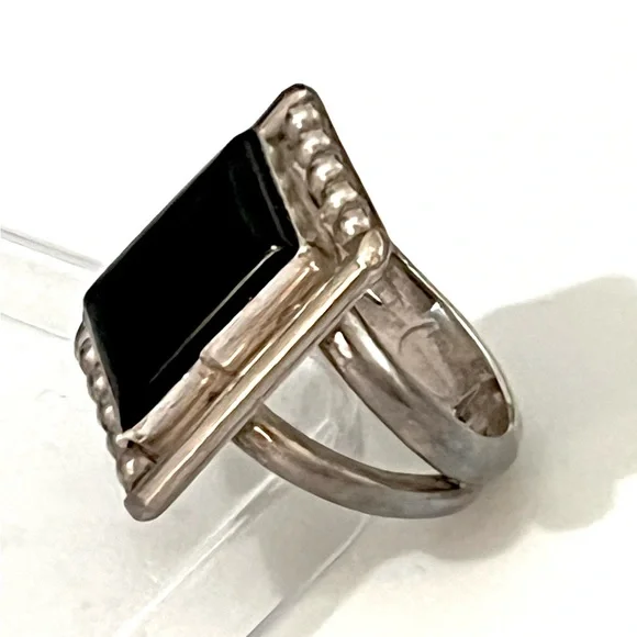 ♟️Signed - Wayne Panteah, Zuni Vintage Onyx Sterling Silver Ring